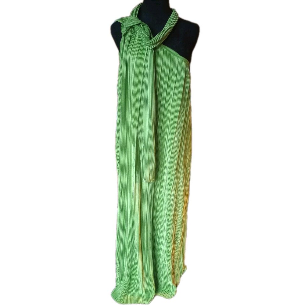 Lovely Grace Women's 1X  Sleeveless Green Pleated Maxi Dress, NWT